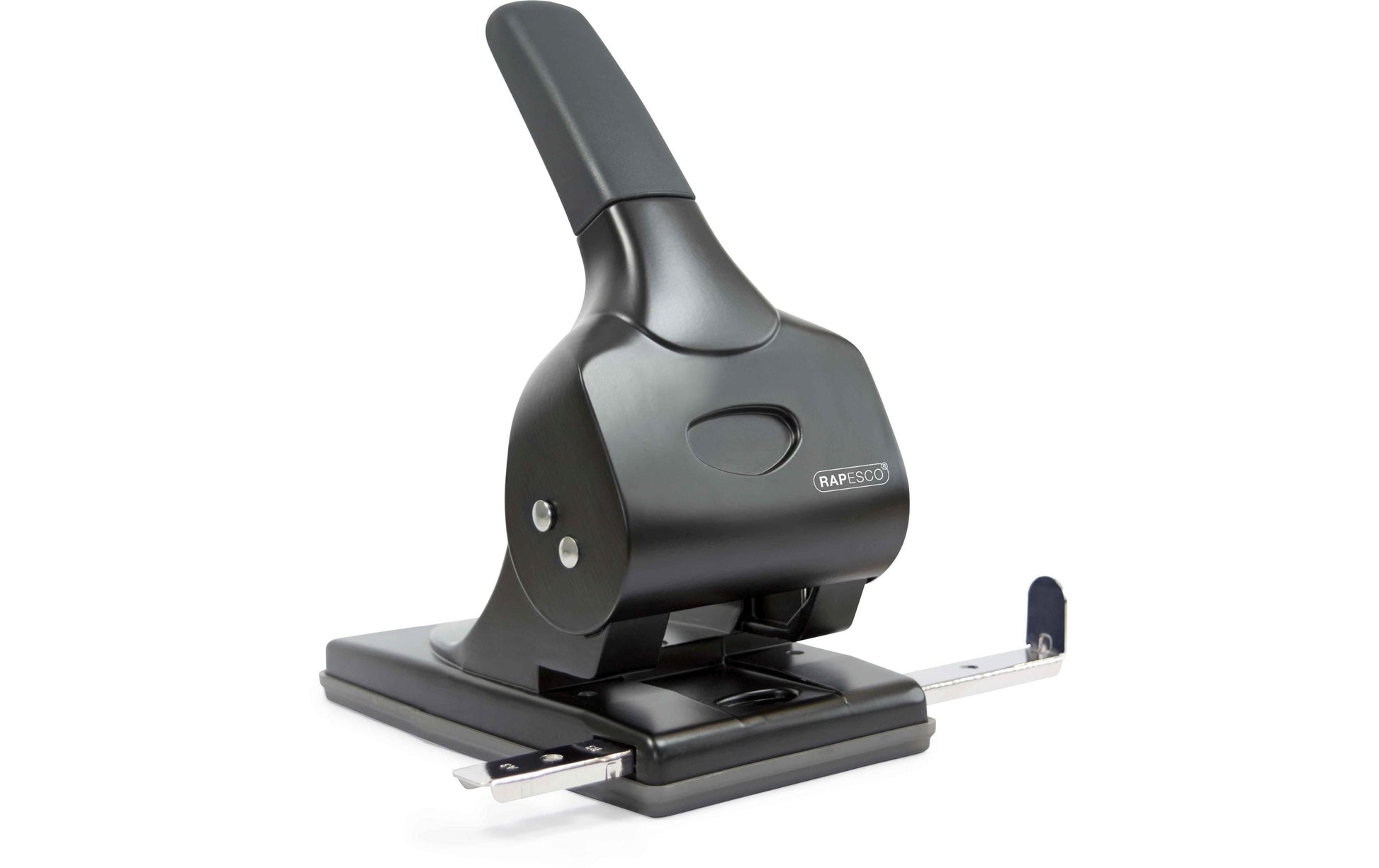 Rapesco Bürolocher ALU 65 – 2-Loch, Lochabstand 80 mm, 65 Blatt – Schwarz – Metall