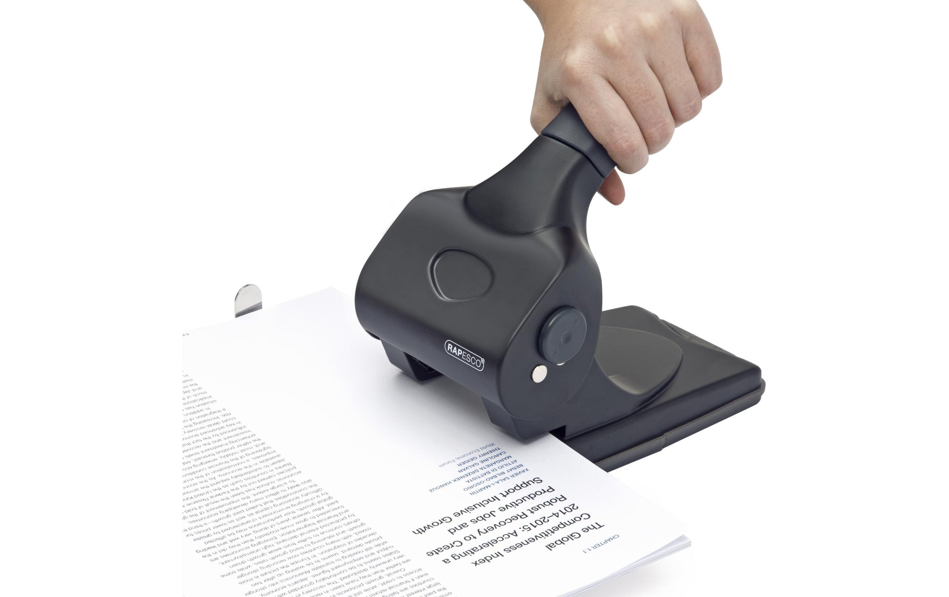 Rapesco Bürolocher ALU 65 – 2-Loch, Lochabstand 80 mm, 65 Blatt – Schwarz – Metall