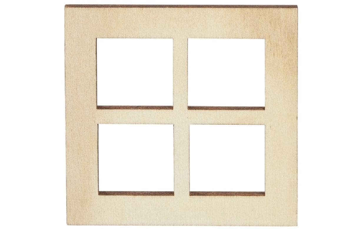 HobbyFun Holzrohling Mini-Haus Fenster, Set à 3, 7 × 7 cm