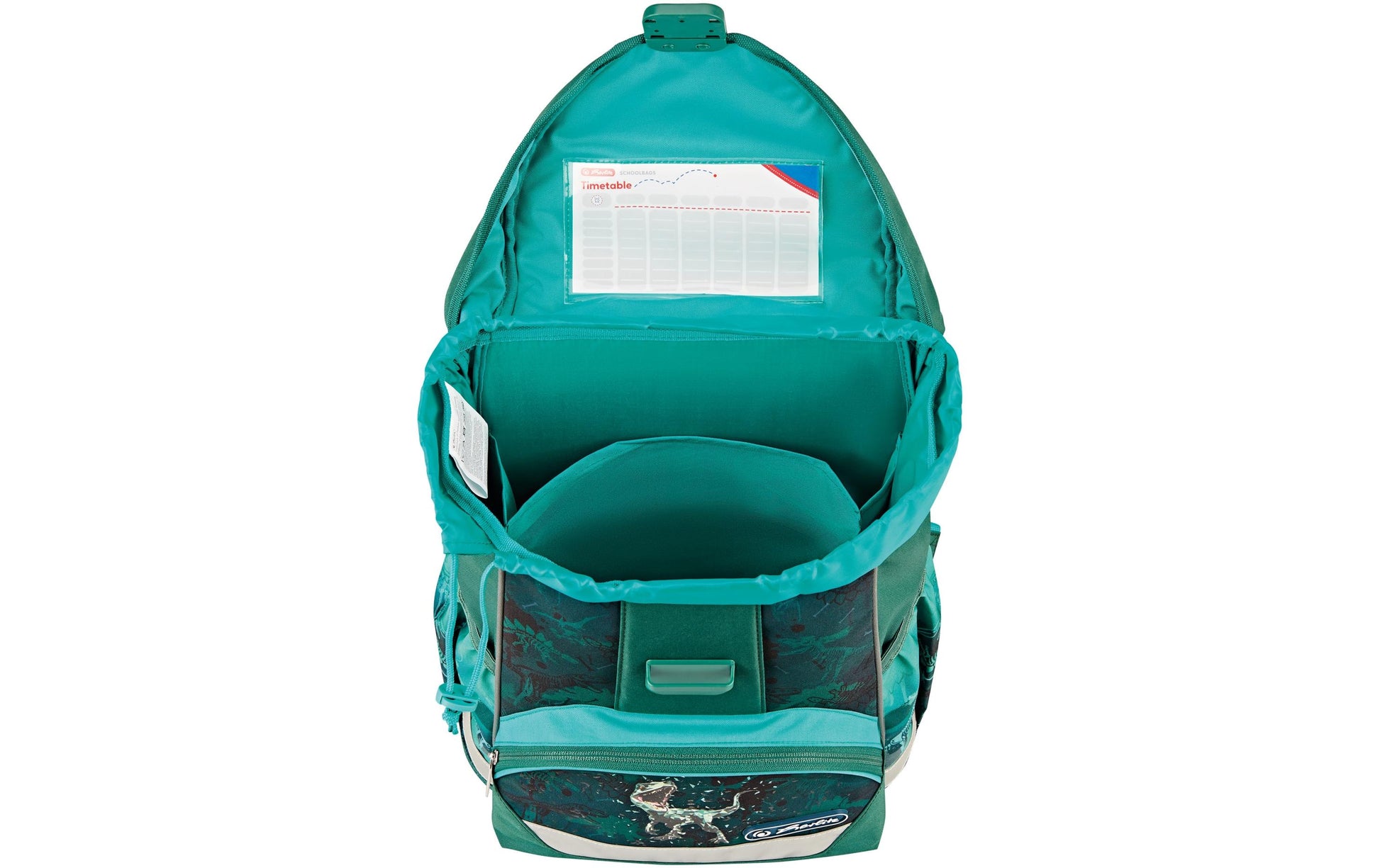 Herlitz UltraLight Plus – Schulrucksack-Set 4-teilig, Green Rex, 15 l, 28×36×21 cm
