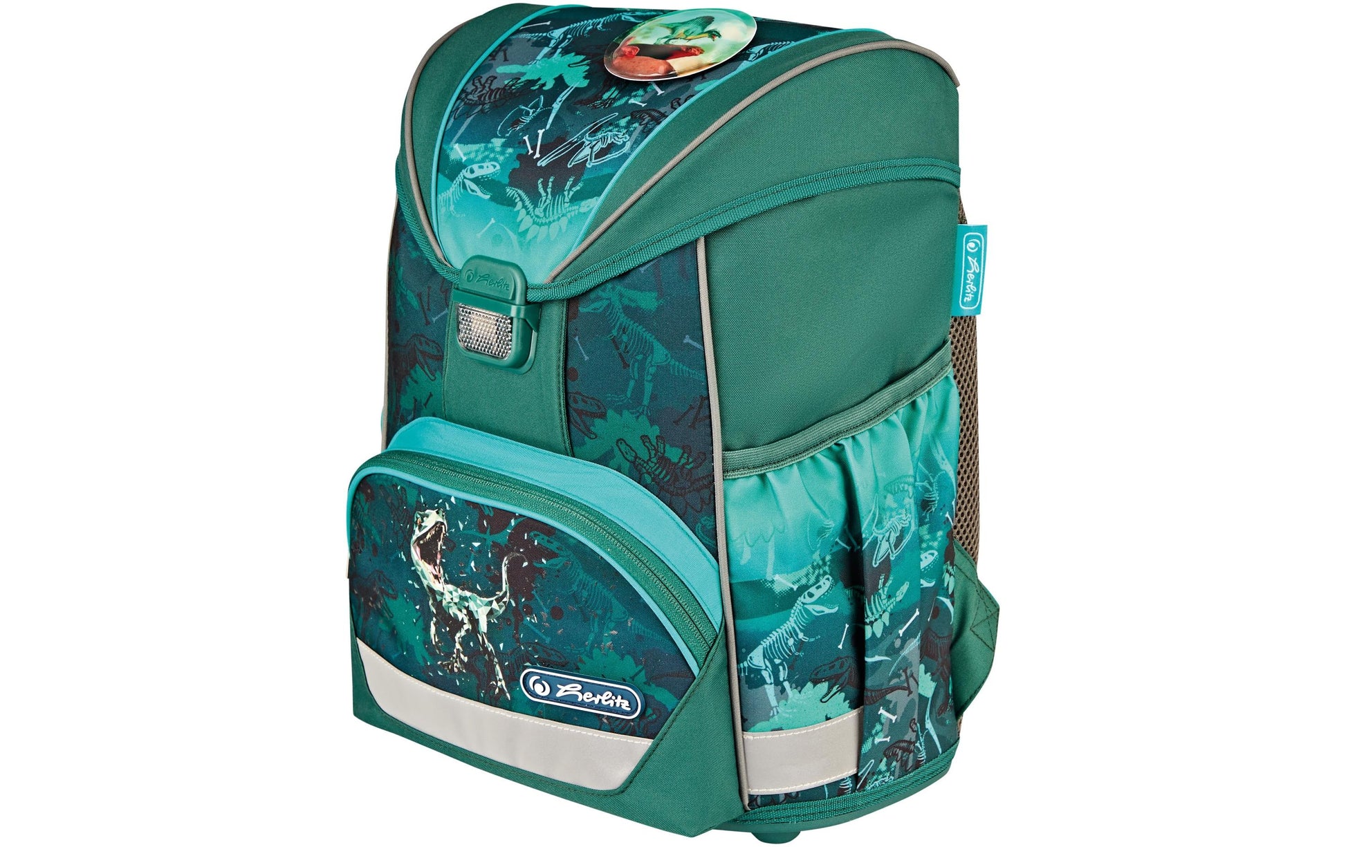 Herlitz UltraLight Plus – Schulrucksack-Set 4-teilig, Green Rex, 15 l, 28×36×21 cm