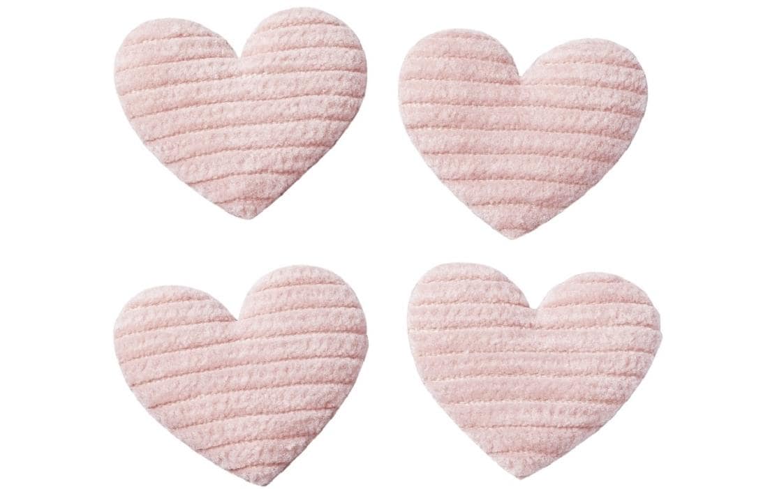 HobbyFun Stoffapplikation Herz, Rosa, 3,5 cm, Set à 4