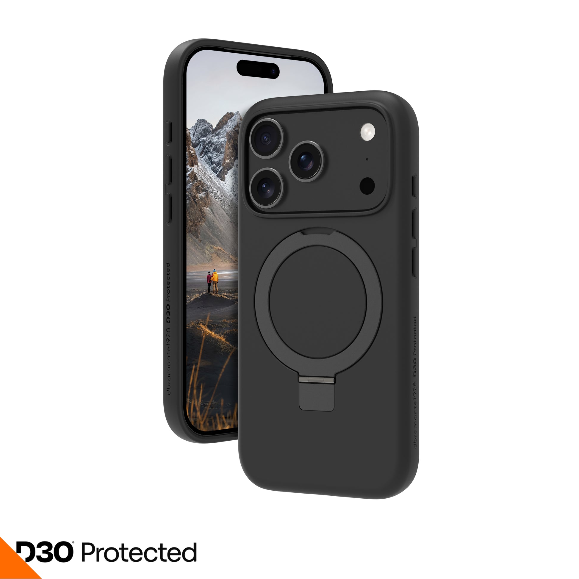 dbramante1928 Backcover – für Apple iPhone 17 Pro, MagSafe, Recycling-Kunststoff, Schwarz, bis 4 m sturzsicher