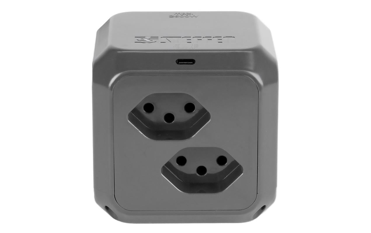 Steffen Steckdosenleiste Cube – 1,50 m, Kunststoff, Anthrazit, 8× T13, 1× USB-C PD 18 W