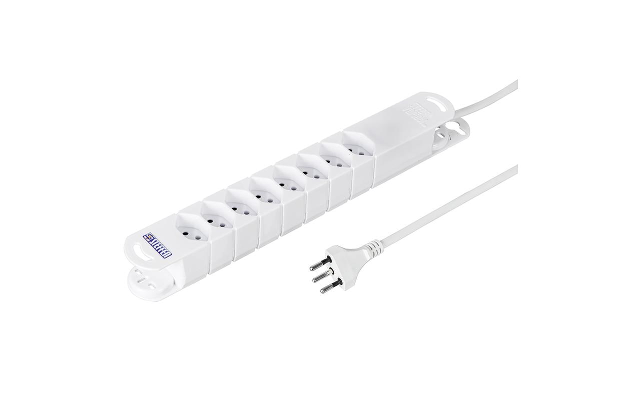 Steffen VARIABL Steckdosenleiste, 8×T13, 3 m, IP20, Stecker T12, Magnet – weiss