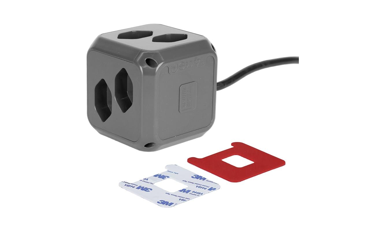 Steffen Steckdosenleiste Cube – 1,50 m, Kunststoff, Anthrazit, 8× T13, 1× USB-C PD 18 W