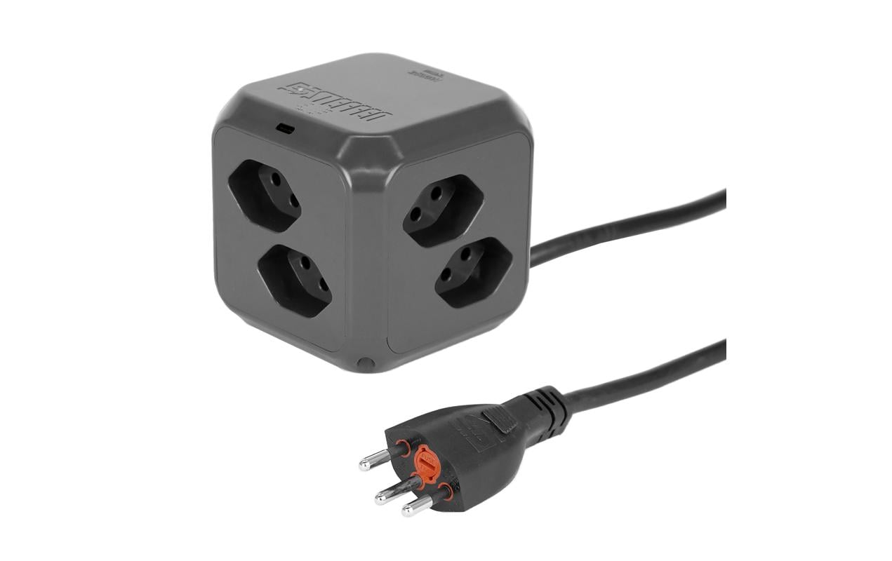 Steffen Steckdosenleiste Cube – 1,50 m, Kunststoff, Anthrazit, 8× T13, 1× USB-C PD 18 W