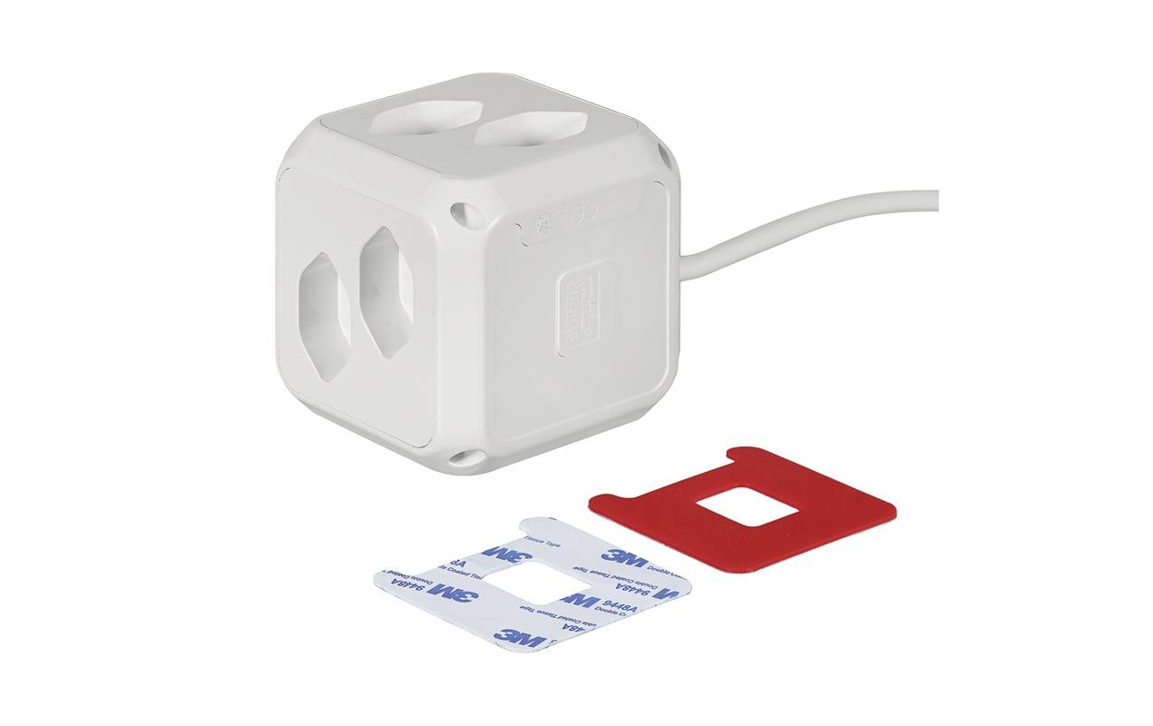 Steffen Steckdosenleiste Cube – 1,50 m, Kunststoff, Weiss, 8× T13, 1× USB-C PD 18 W, Überspannungsschutz