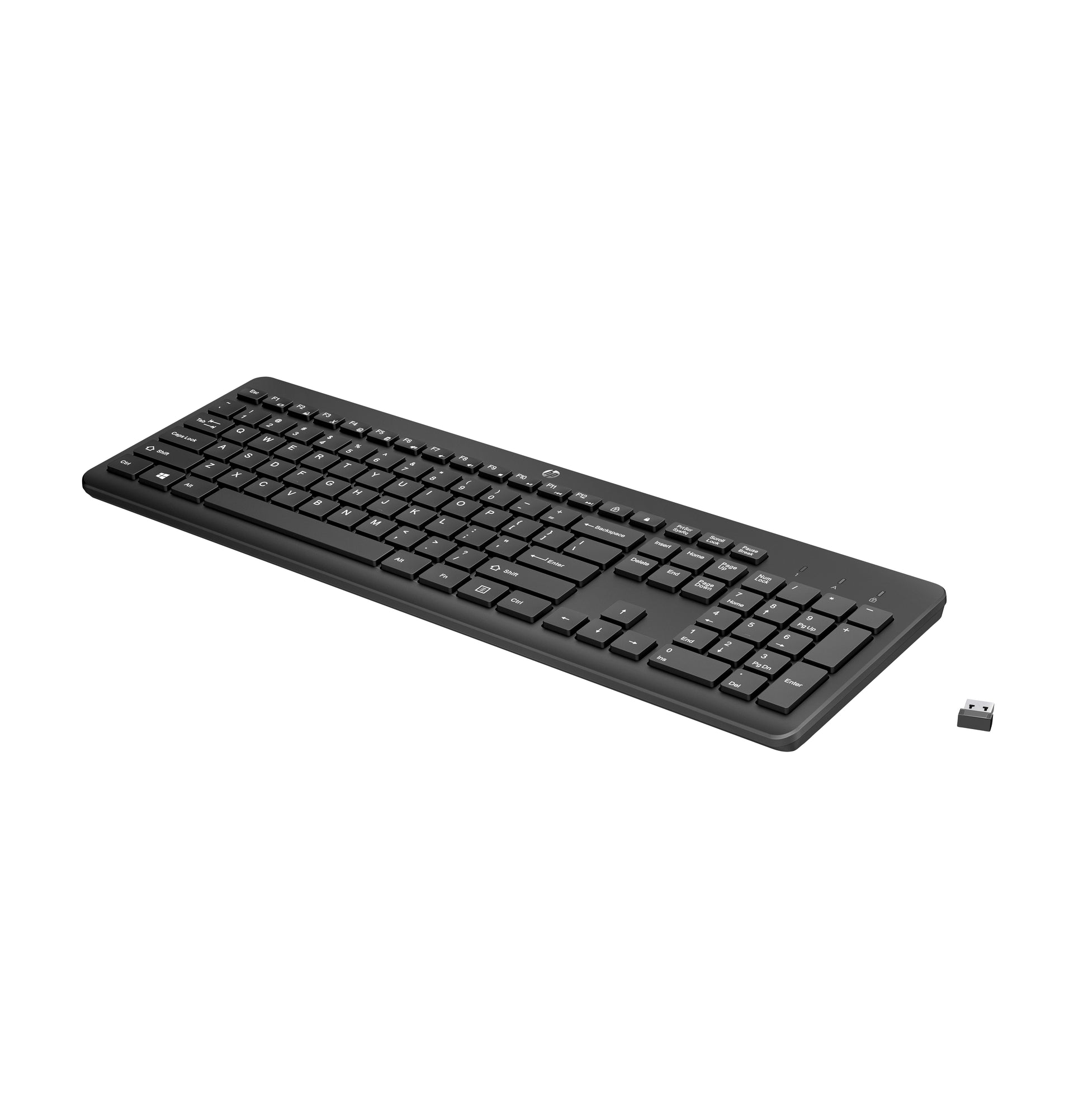 HP 230 – Tastatur – Membran – 2,4 GHz USB-A (Empfänger) – Schwarz – für PCs mit freiem USB-A-Anschluss