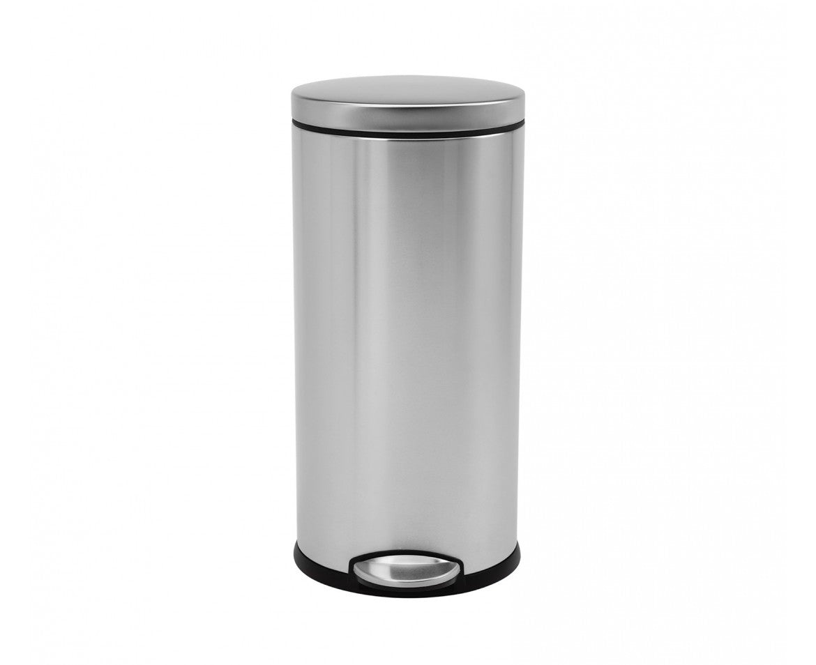 simplehuman Papierkorb – 30 l, Edelstahl, B × H × T 315 × 650 × 384 mm, Anti-Rutsch-Basis