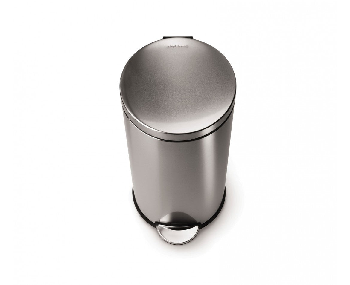 simplehuman Papierkorb – 30 l, Edelstahl, B × H × T 315 × 650 × 384 mm, Anti-Rutsch-Basis