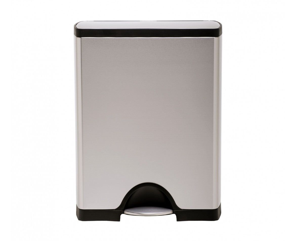 simplehuman Systempapierkorb – 46 l, mit Deckel, Edelstahl – B × H × T 503 × 882 × 325 mm
