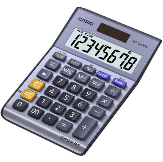 Casio MS-88TERI – Tischrechner, Steuer-/Euro-Umrechnung, 8-stellig