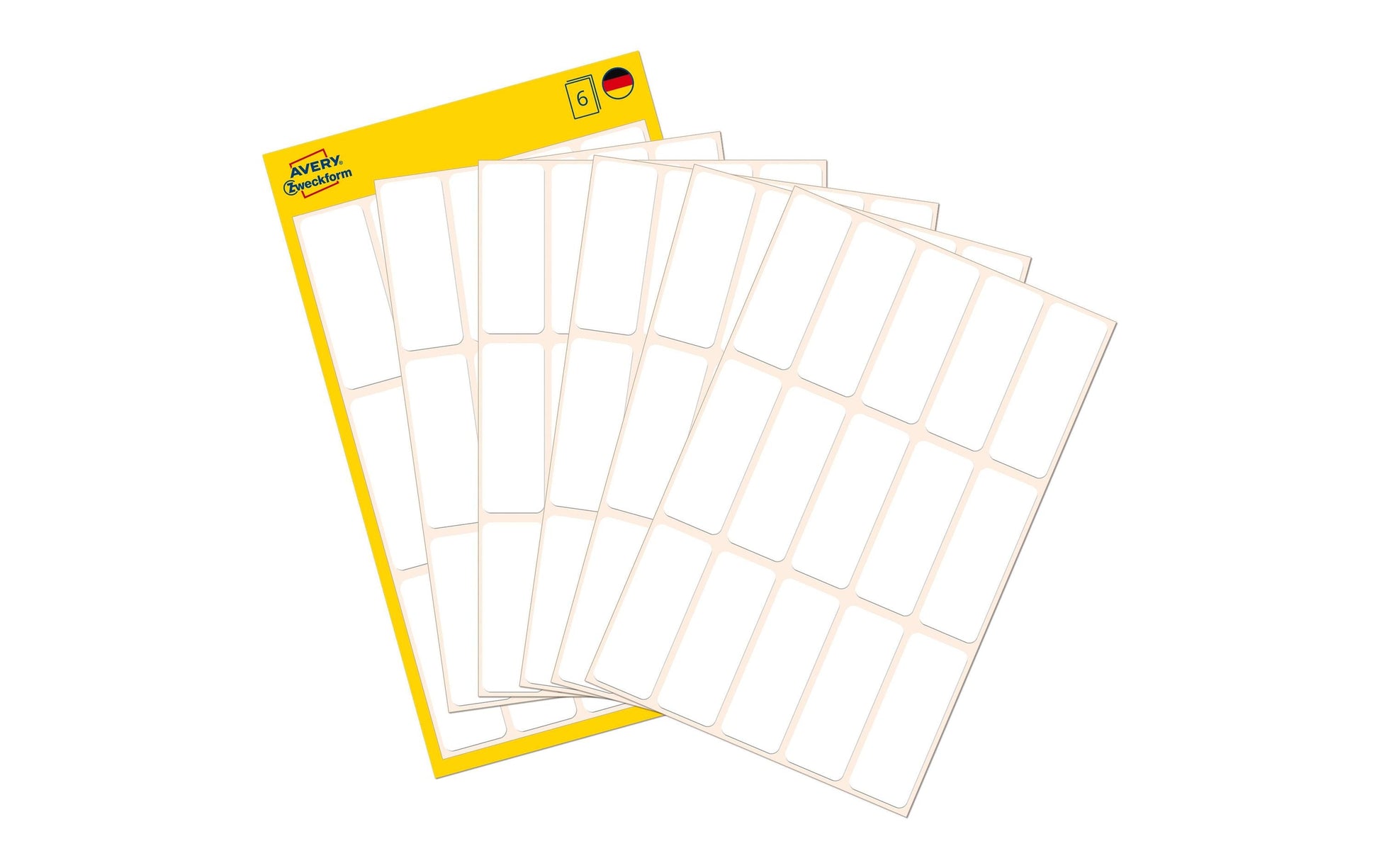 Avery Zweckform Haftetiketten – rechteckig 38 × 14 mm, permanent, weiss, 6 Blatt (90 Stk.)