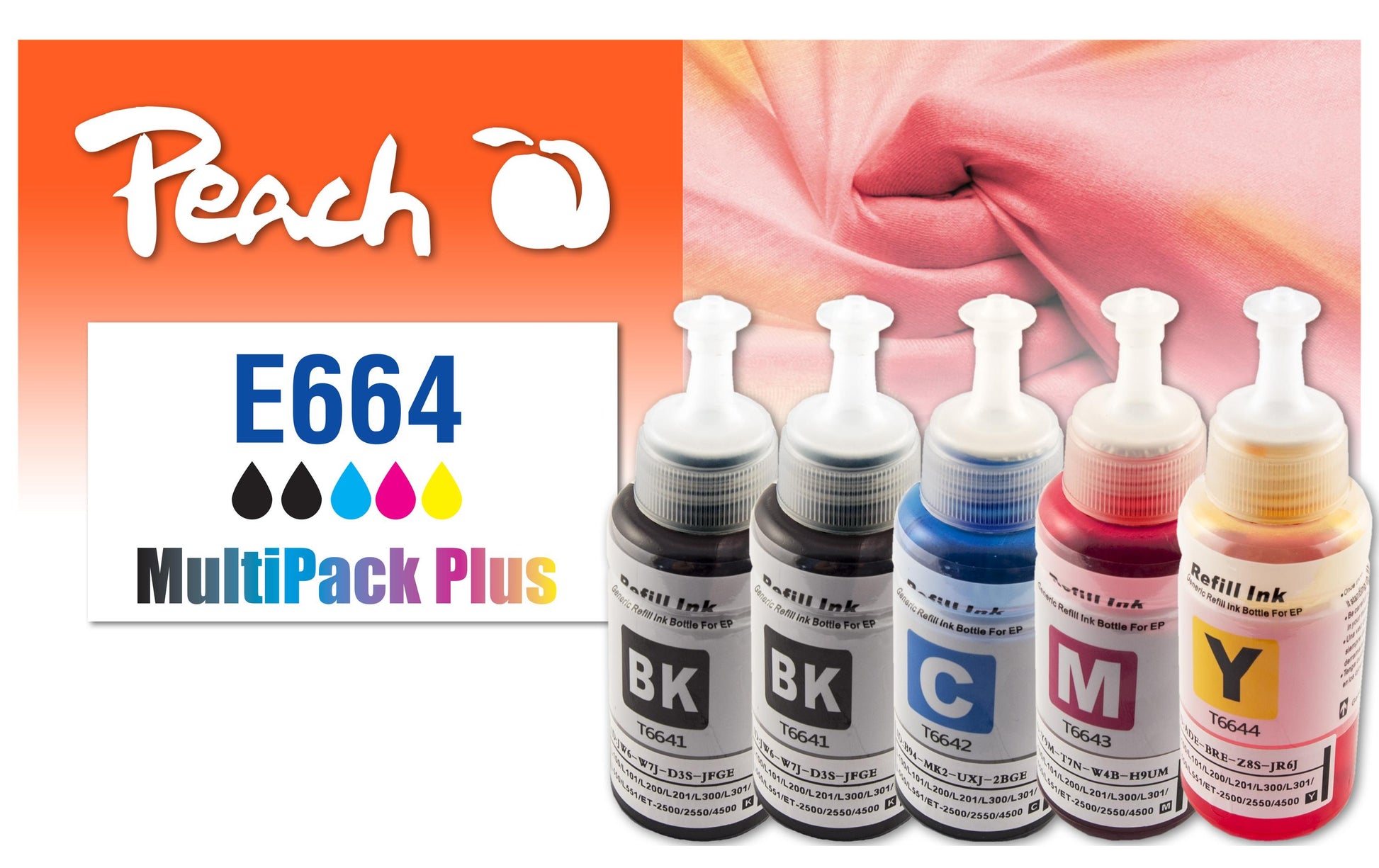 Peach T664 Tintenpatronen-Multipack, Schwarz/Cyan/Magenta/Gelb (Kompatibel) – für Epson