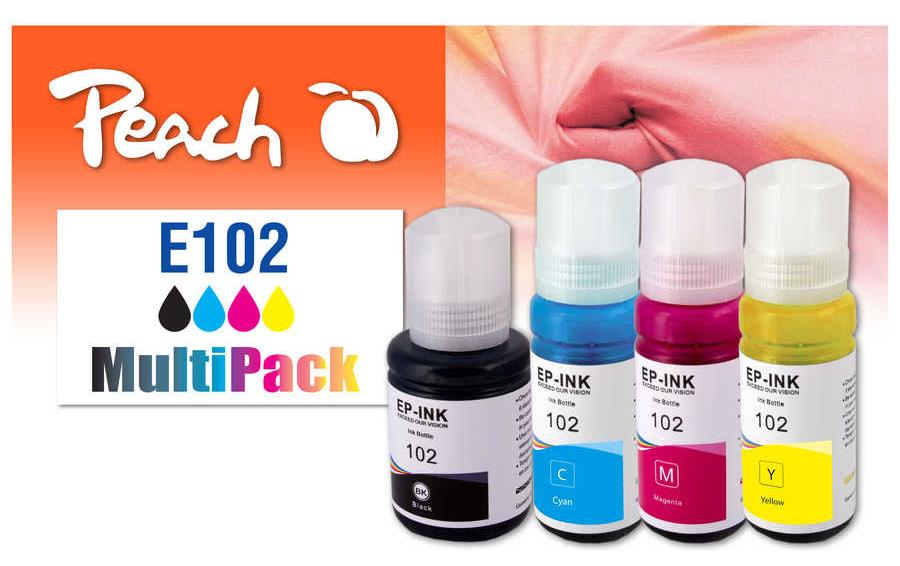 Peach CISS 102 Tintenpatronen-Multipack, 4er-Set (Kompatibel) – für Epson EcoTank ET-2400/ET-2700 …