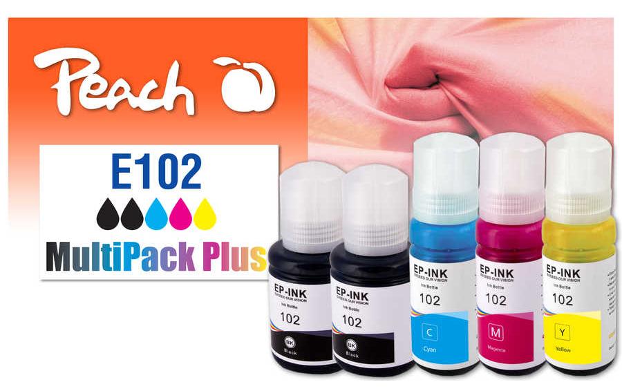 Peach CISS 102 Tintenpatronen-Multipack, Schwarz/Cyan/Magenta/Gelb (Kompatibel) – für Epson EcoTank ET-2400/27