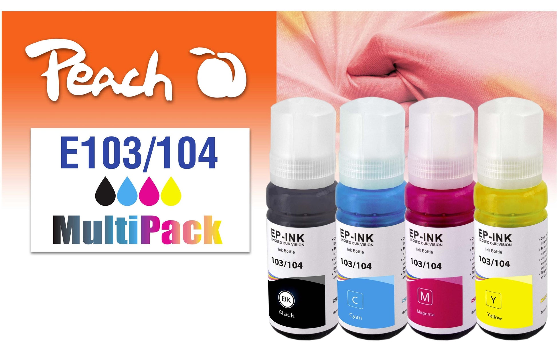 Peach Tintenpatronen-Multipack, Schwarz/Cyan/Magenta/Gelb (Kompatibel) – für Epson ET-2710/2720/2810 …