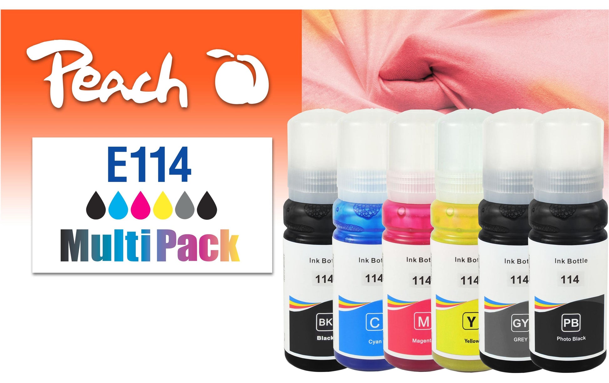 Peach Tintenpatronen-Multipack 6er-Pack, kompatibel – für Epson EcoTank ET-8500, Epson EcoTank ET-8550
