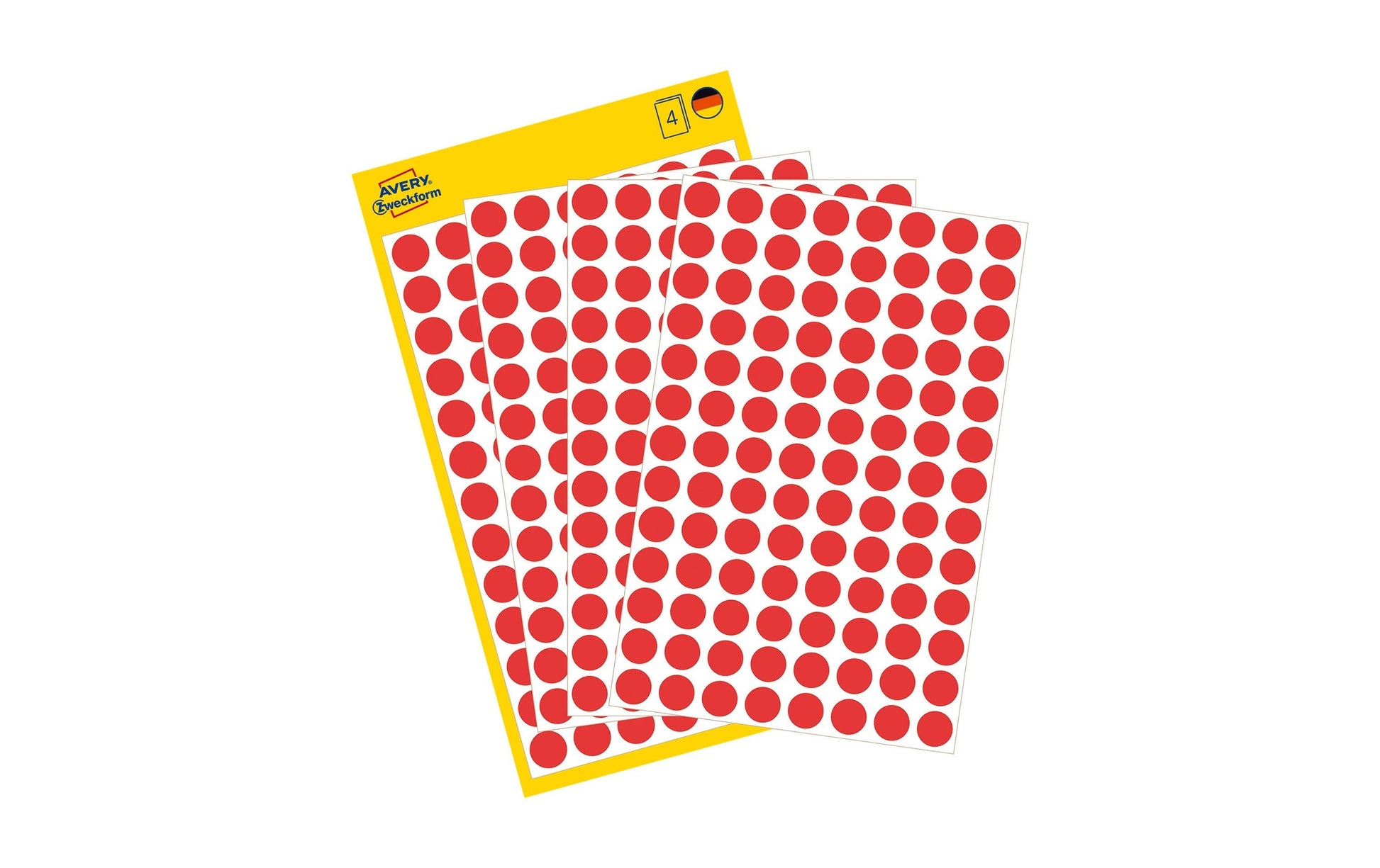 Avery Zweckform Haftetiketten – rund Ø 8 mm, wiederablösbar, rot, 4 Blatt (416 Stk.)