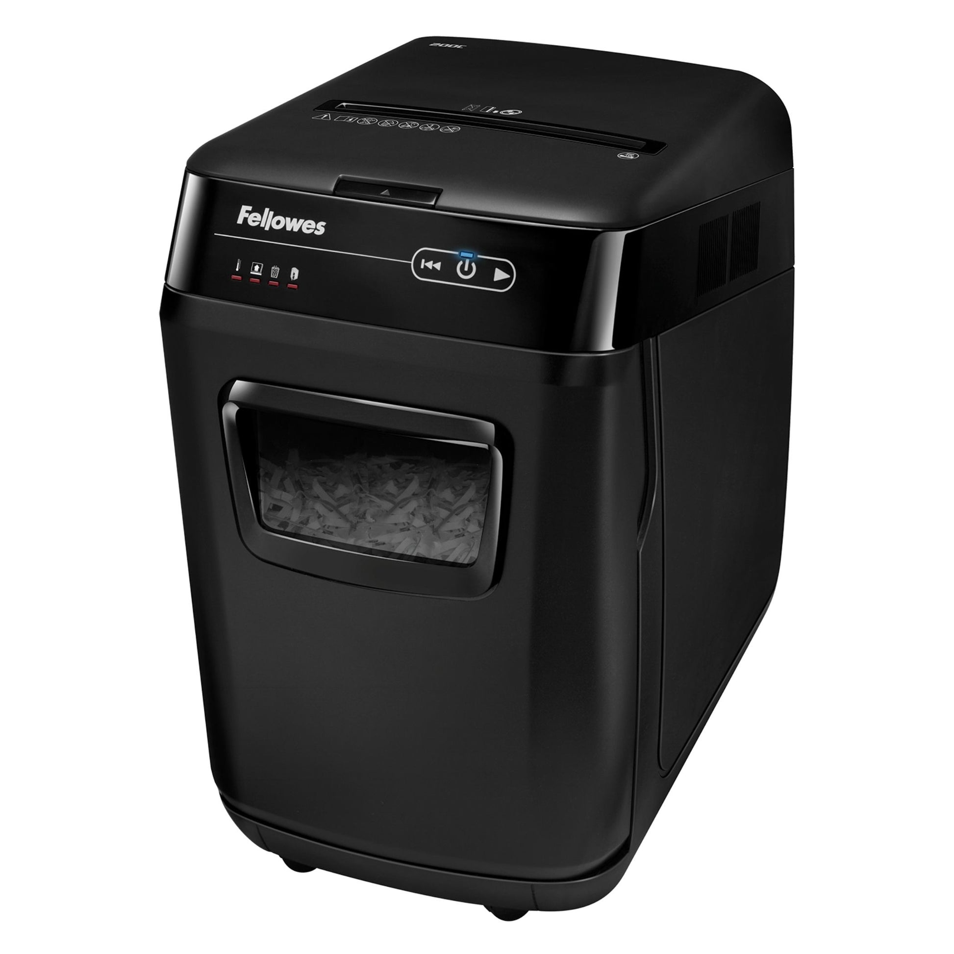 Fellowes AutoMax 200C – Aktenvernichter mit Autofeed 200 Blatt, DIN P-4, Partikelschnitt 4 × 38 mm, 32 l