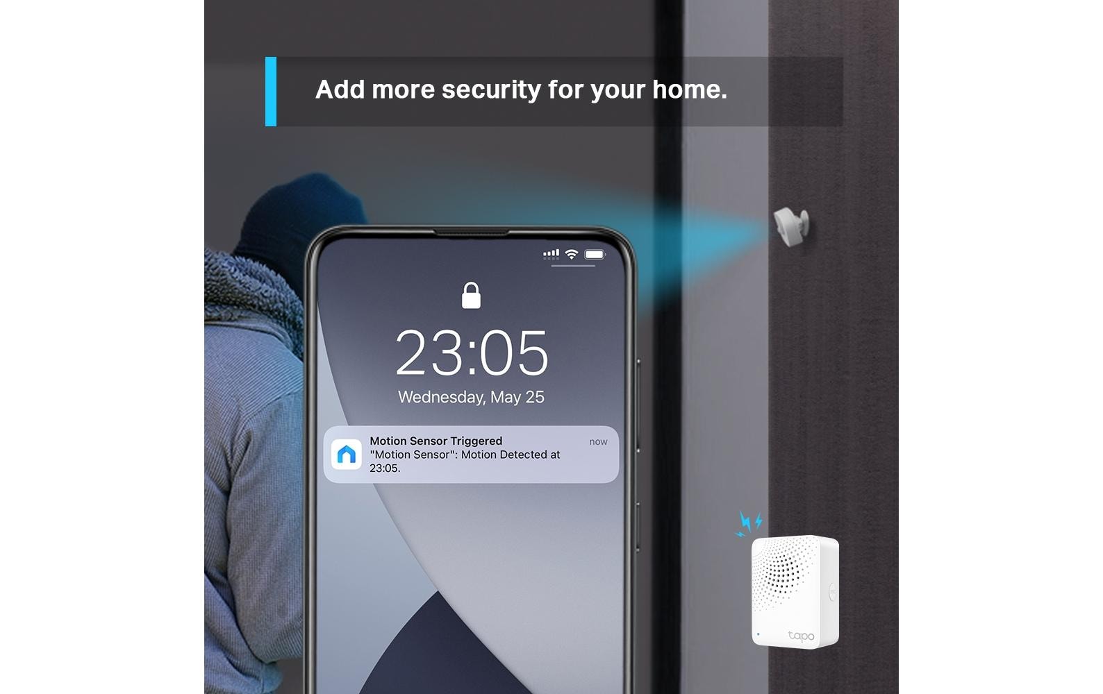 TP-Link Tapo – Bewegungsmelder (PIR), Funk, 120°, 7 m