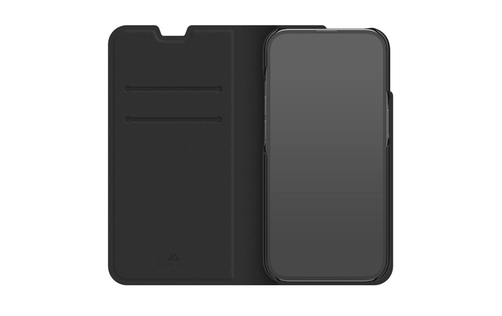 Black Rock Booklet-Hülle The Classic – für Apple iPhone 14 – schwarz – Kunstleder, mit Kartenfach