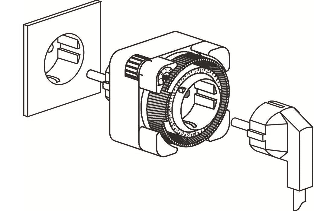 Theben-hts Theben Zeitschaltuhr – mechanisch, Wochen-Timer, IP20, Steckdose, Grau
