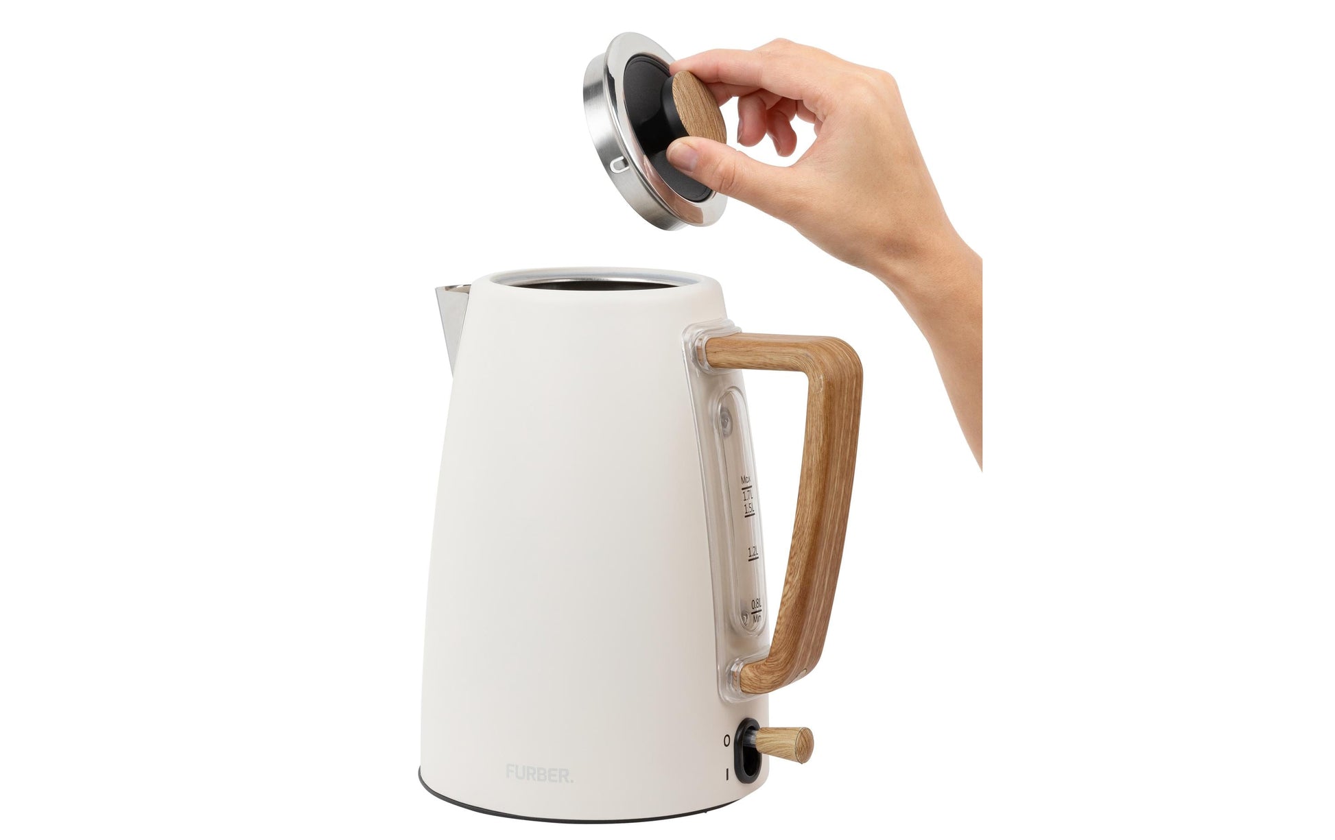 Furber. Furber Hepburn Wasserkocher – 1,7 l, Edelstahl, Beige, F01095