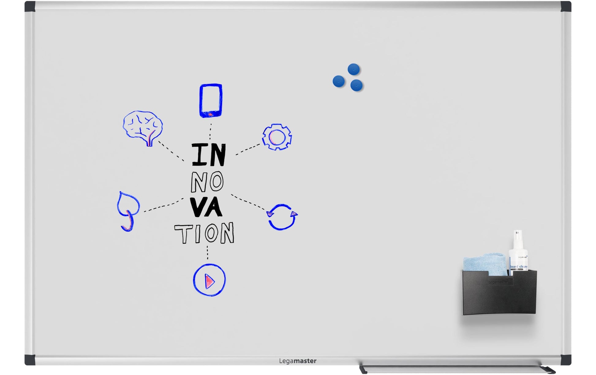 Legamaster Whiteboard – 90 × 60 cm, lackierter Stahl, magnetisch, Aluminiumrahmen, Wandmontage