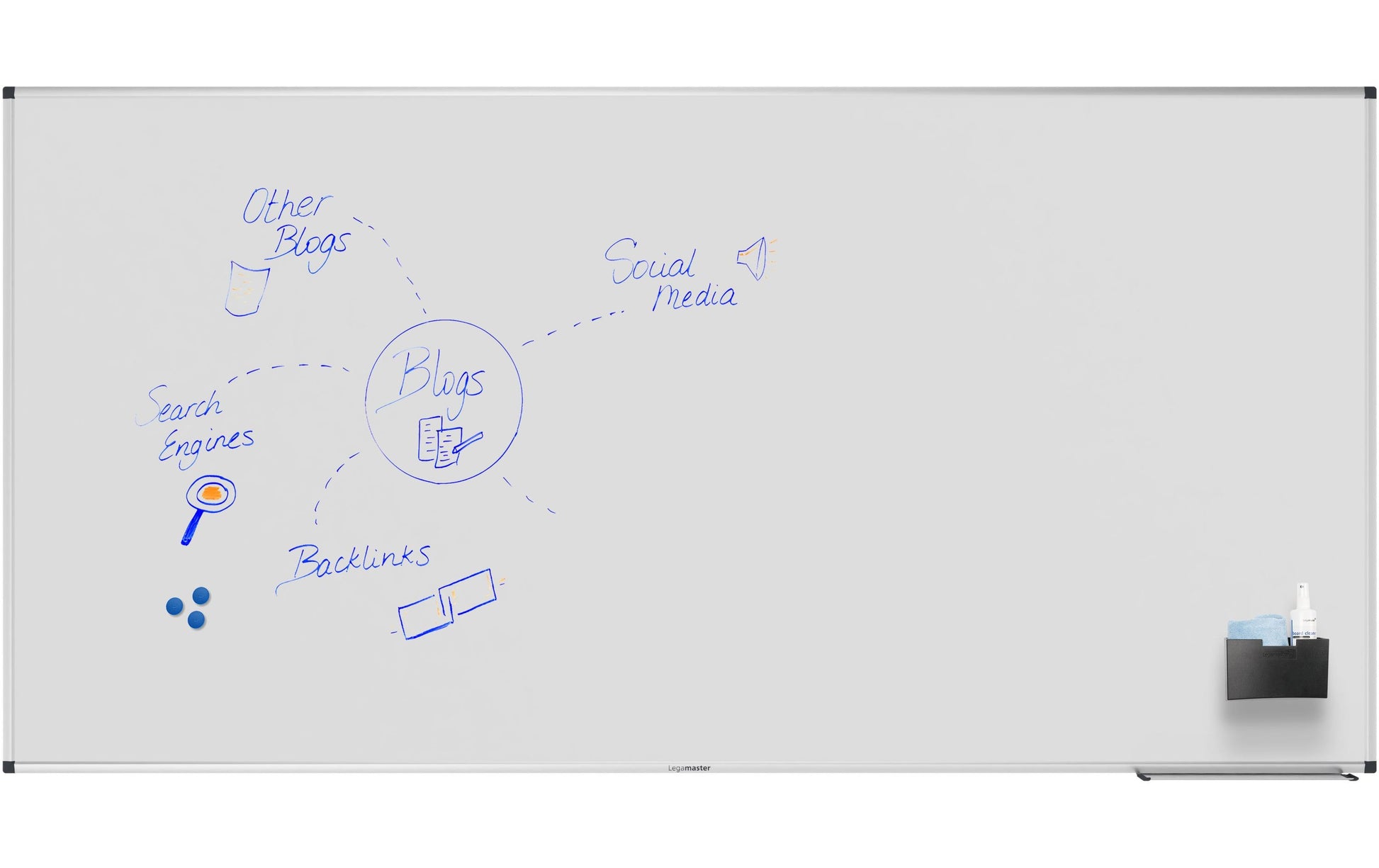 Legamaster Whiteboard – 180 × 90 cm, Emaille, magnetisch, Aluminiumrahmen, Wandmontage