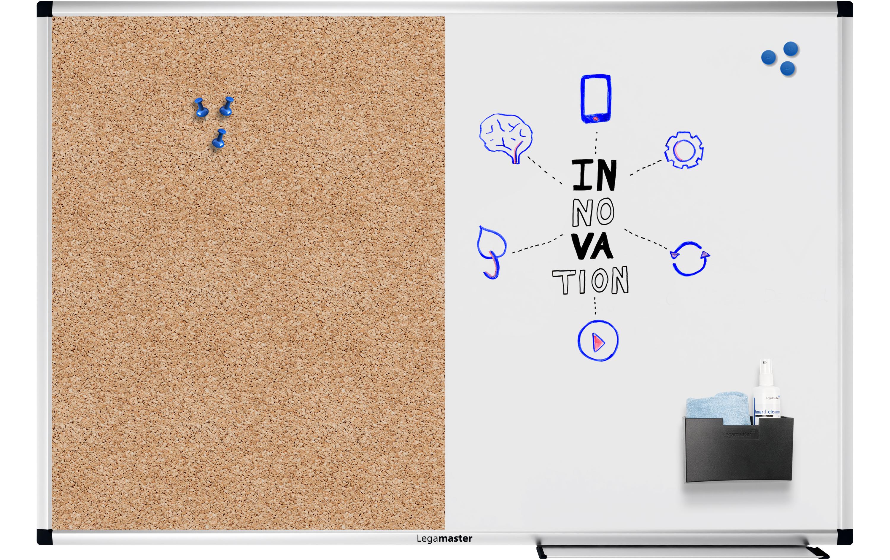 Legamaster Whiteboard – 90 × 60 cm, lackierter Stahl, magnetisch, Aluminiumrahmen, Wandmontage, inkl. Stiftablage