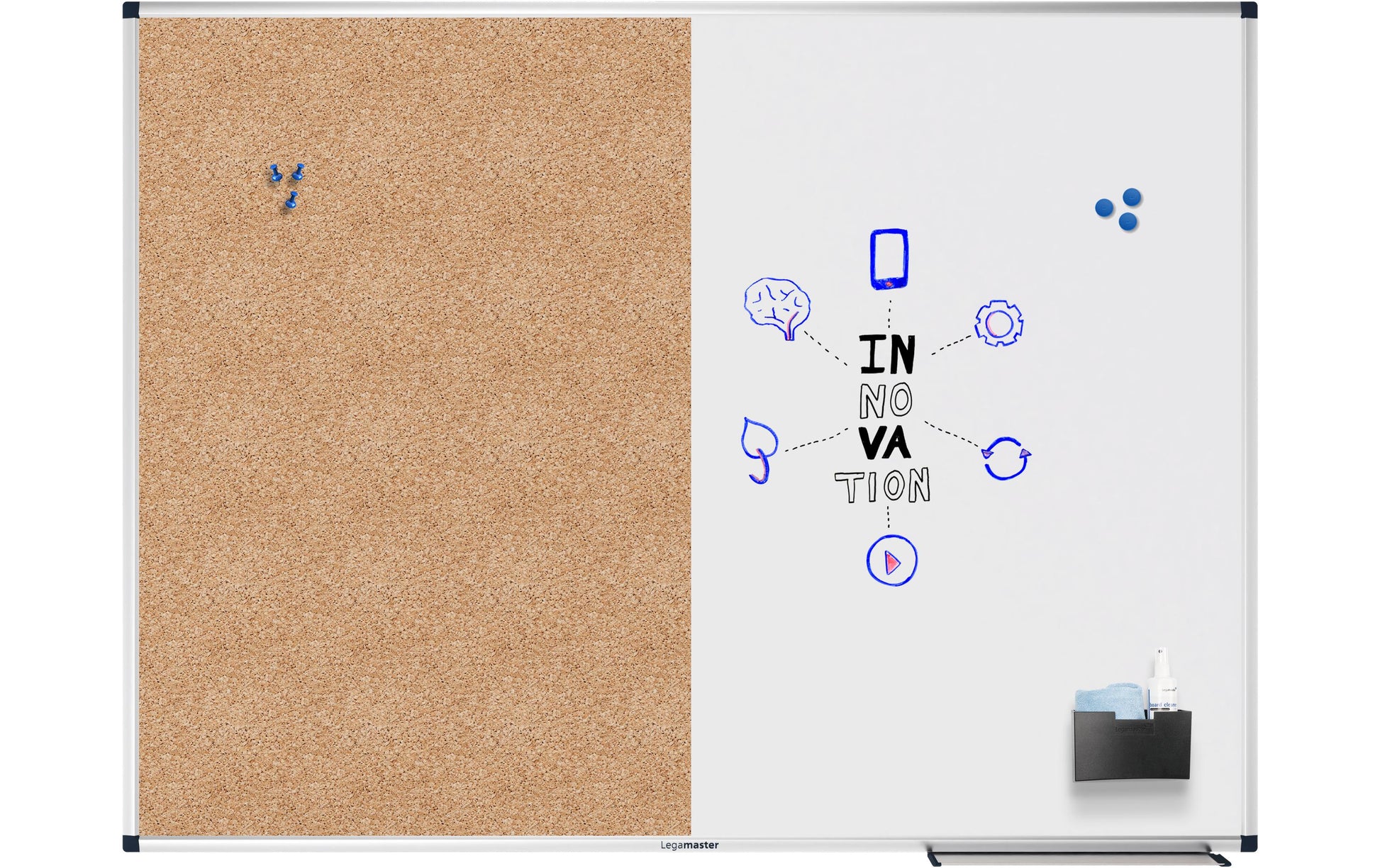Legamaster Whiteboard – 120 × 90 cm, magnetisch, Aluminiumrahmen, Wandmontage, inkl. Stiftablage
