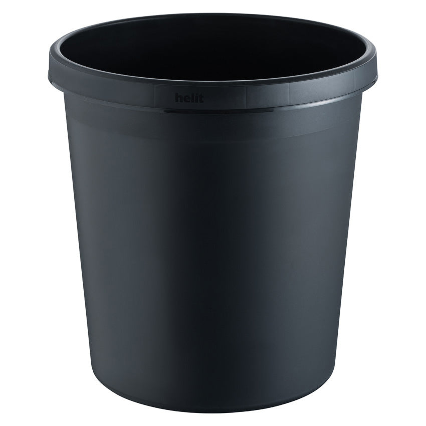 Helit Papierkorb the german – 18 l – Kunststoff, schwarz – Ø 315 × H 331 mm, schlagfest
