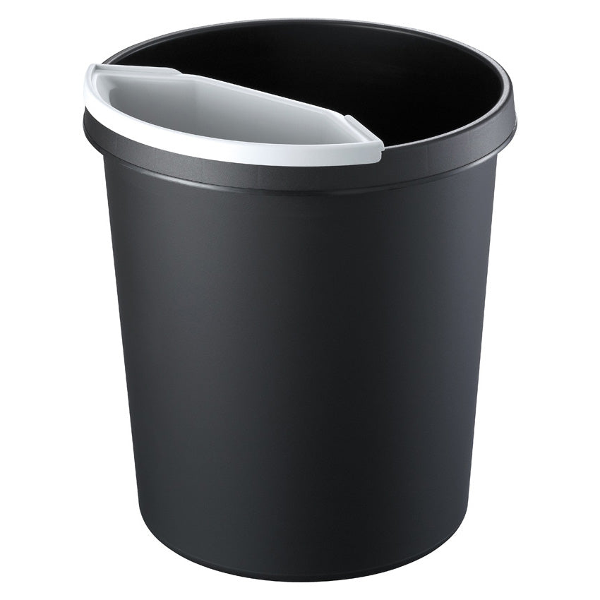 Helit Papierkorb the german – 18 l – Kunststoff, schwarz – Ø 315 × H 331 mm, schlagfest