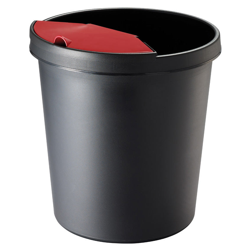 Helit Papierkorb the german – 18 l – Kunststoff, schwarz – Ø 315 × H 331 mm, schlagfest