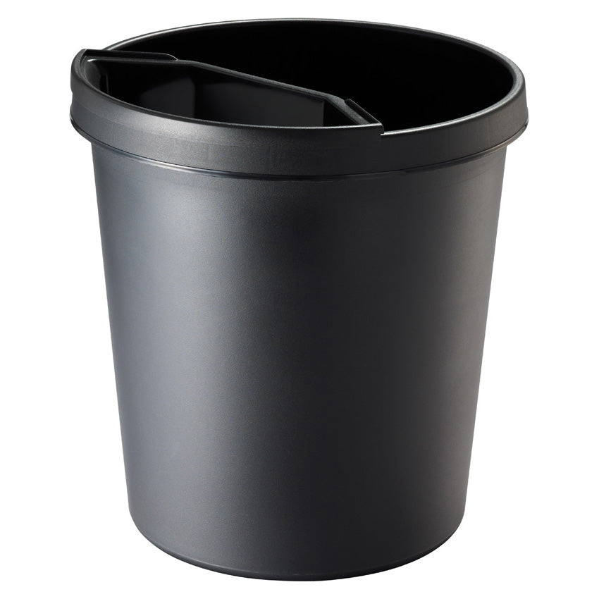 Helit Papierkorb the german – 18 l – Kunststoff, schwarz – Ø 315 × H 331 mm, schlagfest