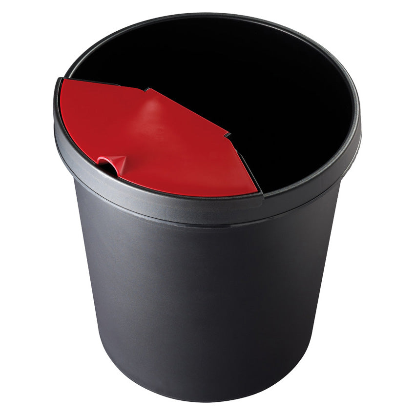 Helit Papierkorb the german – 18 l – Kunststoff, schwarz – Ø 315 × H 331 mm, schlagfest