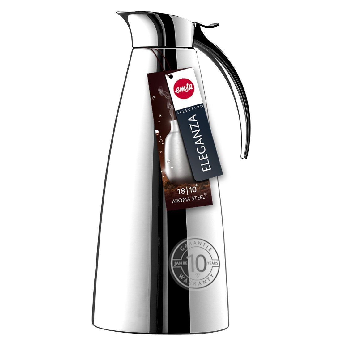 EMSA Thermoskanne Eleganza – 2er Set, 1 l, Edelstahl 18/10, Klappdeckel, vakuumisoliert