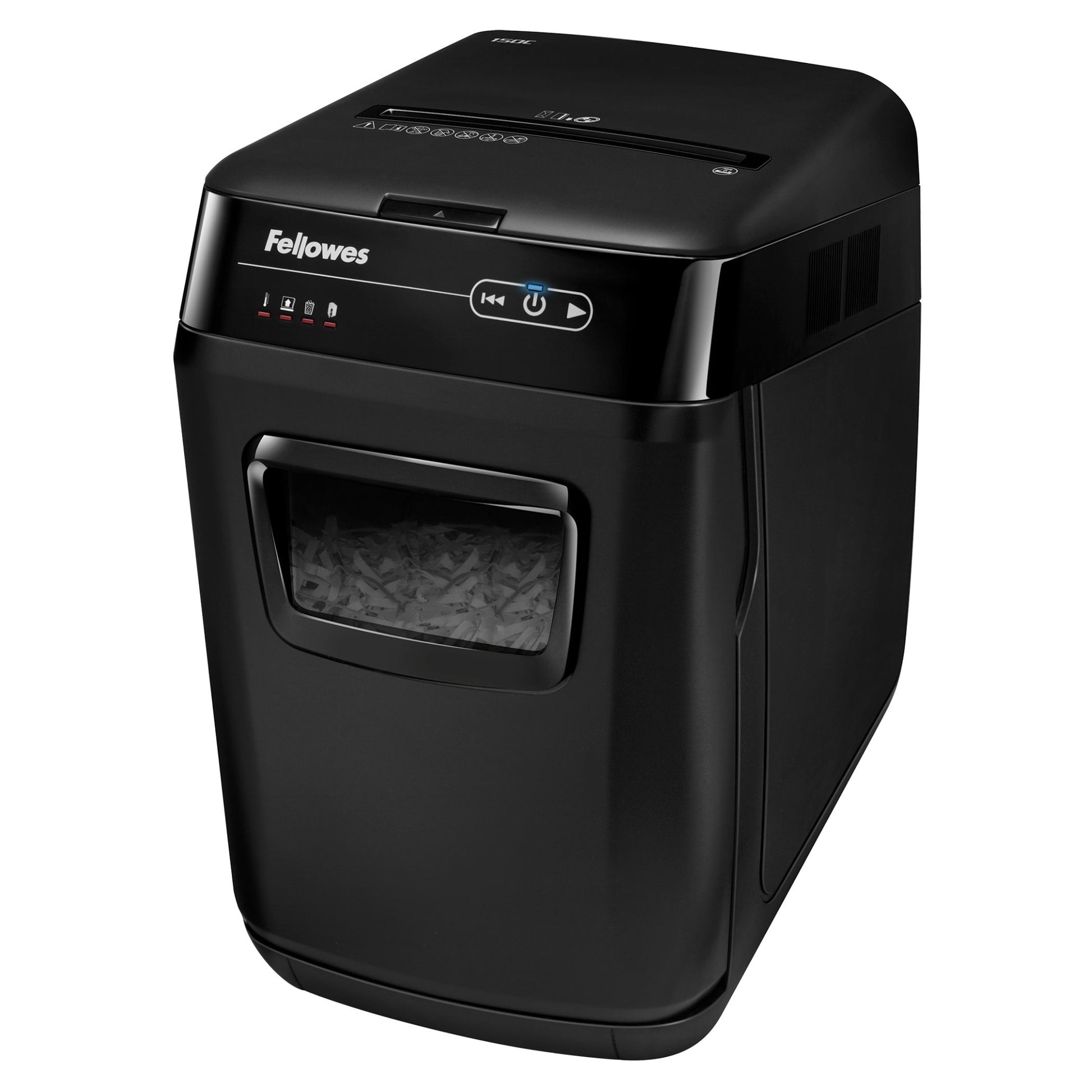 Fellowes AutoMax 150C – Aktenvernichter mit Autofeed 150 Blatt, DIN P-4, Partikelschnitt 4 × 38 mm, 32 l