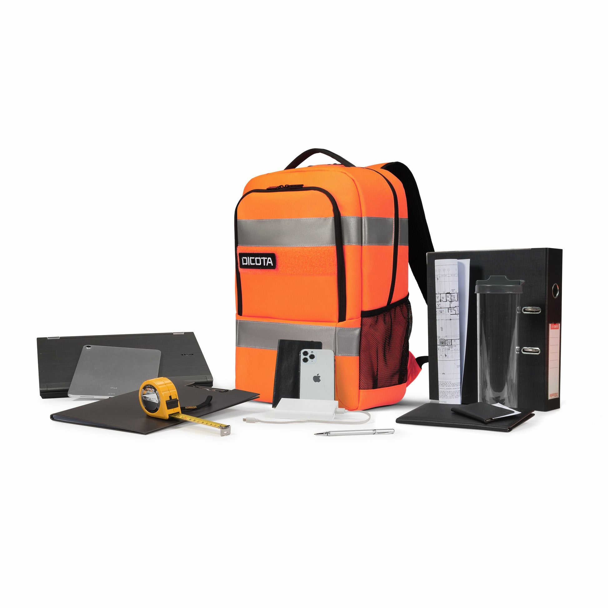 DICOTA P20471-18 – Notebook-Rucksack – für 16" Notebook, 24 l, rPET, schwarz/grau/orange