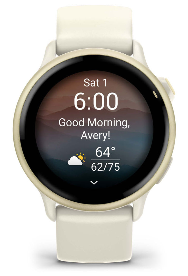 Garmin Vivoactive 6 – Smartwatch – GPS, WLAN, Farbdisplay, Schwimmen, Gold/Weiss, Sportarmband