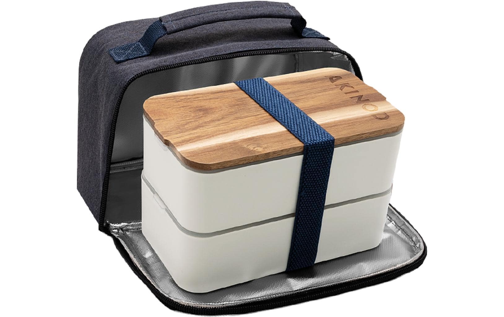 Akinod Lunchbox 1,4 l, 20 × 15 × 20 cm, Polyethylen (PE), weiss, 2-teilig