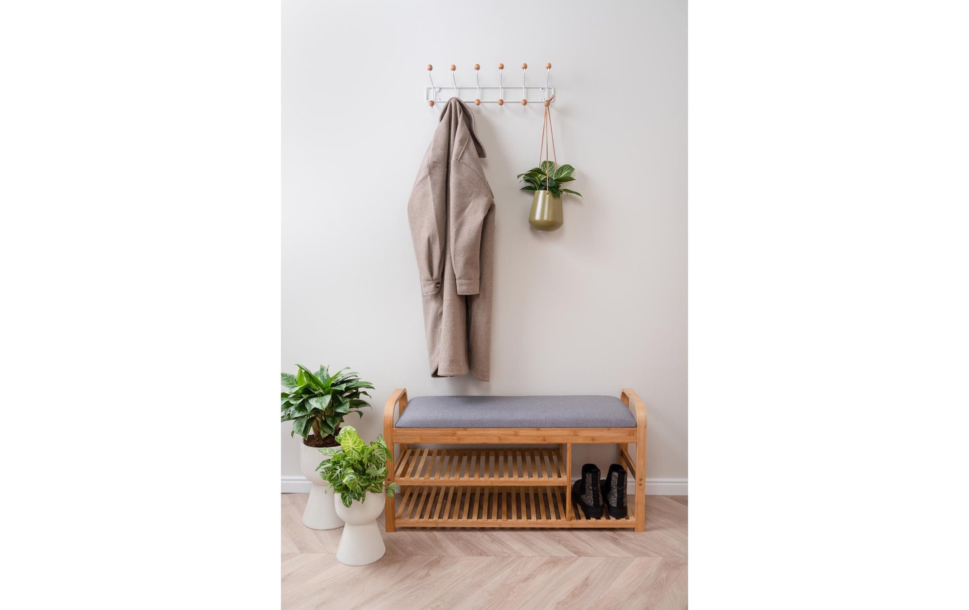 present time Wandgarderobe – 12 Haken, Holz/Metall, Braun, 53,5 × 14 × 15 cm