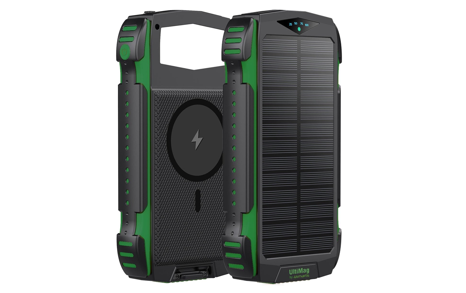 4smarts Powerbank 20000 mAh, PD 20 W, 1× USB-C, Kabelloses Laden, Solarpanel, Grün