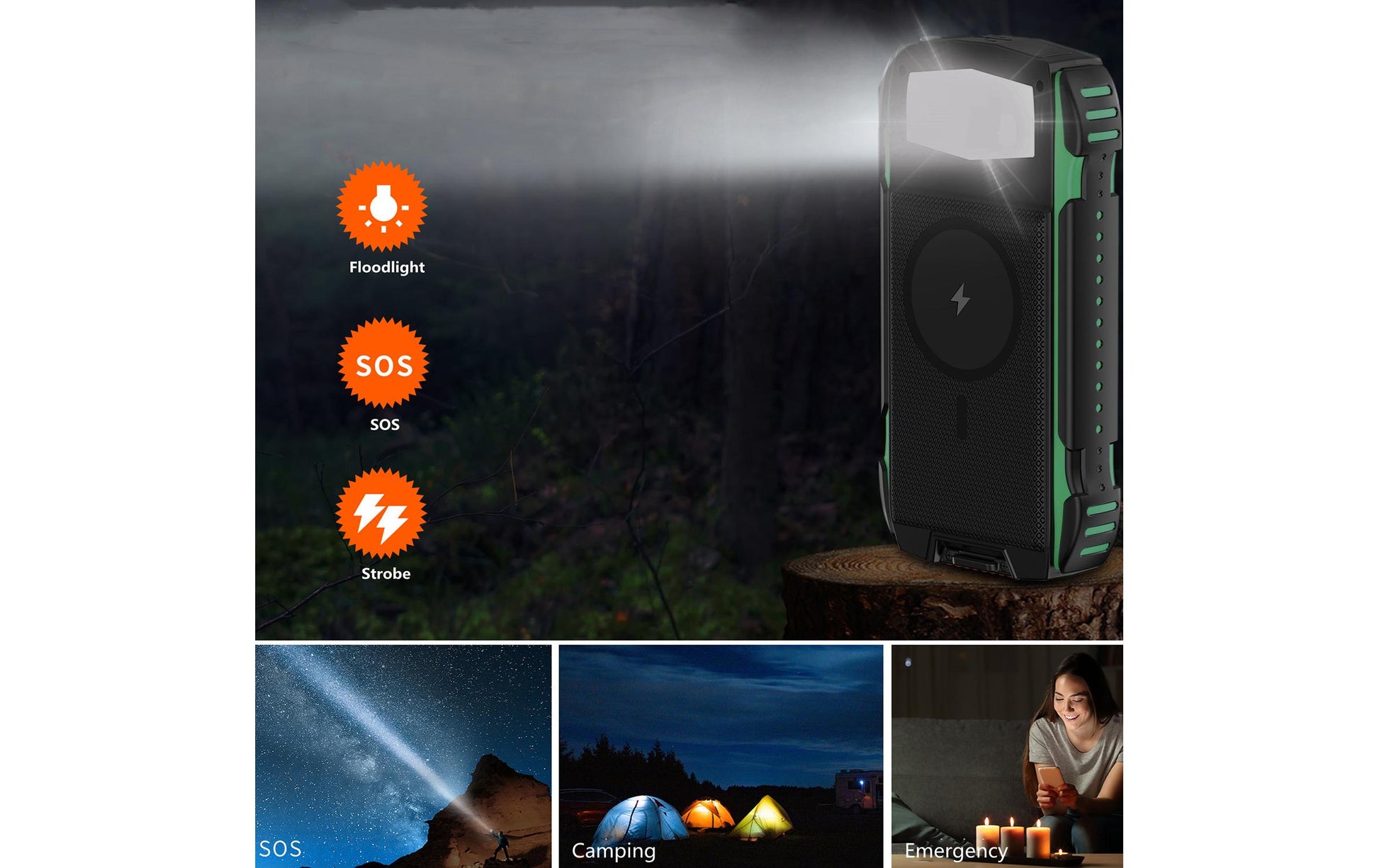 4smarts Powerbank 20000 mAh, PD 20 W, 1× USB-C, Kabelloses Laden, Solarpanel, Grün