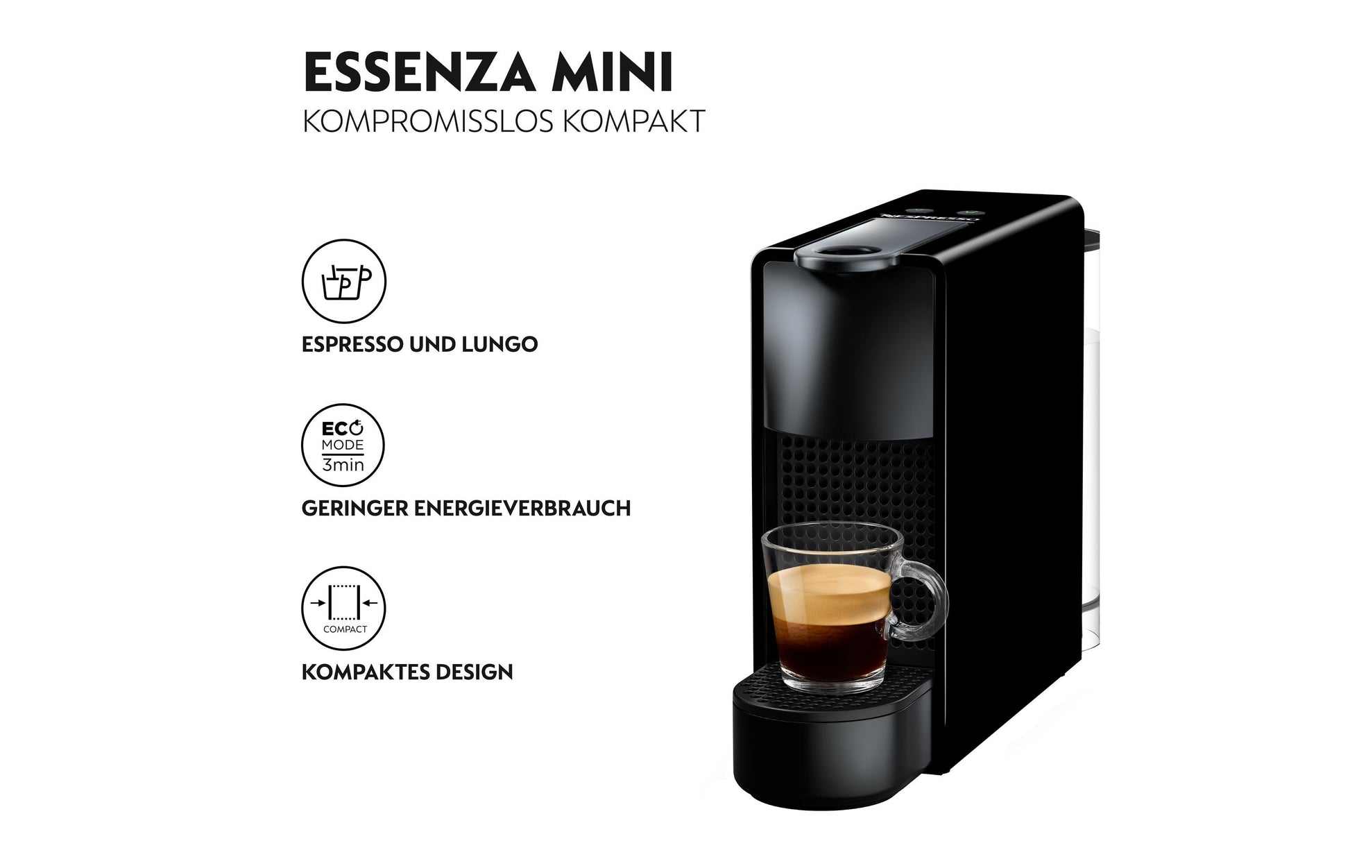 Krups Essenza Mini XN1108 Kapselmaschine – für Nespresso-Kapseln, 19 bar, 0,6 l, Schwarz