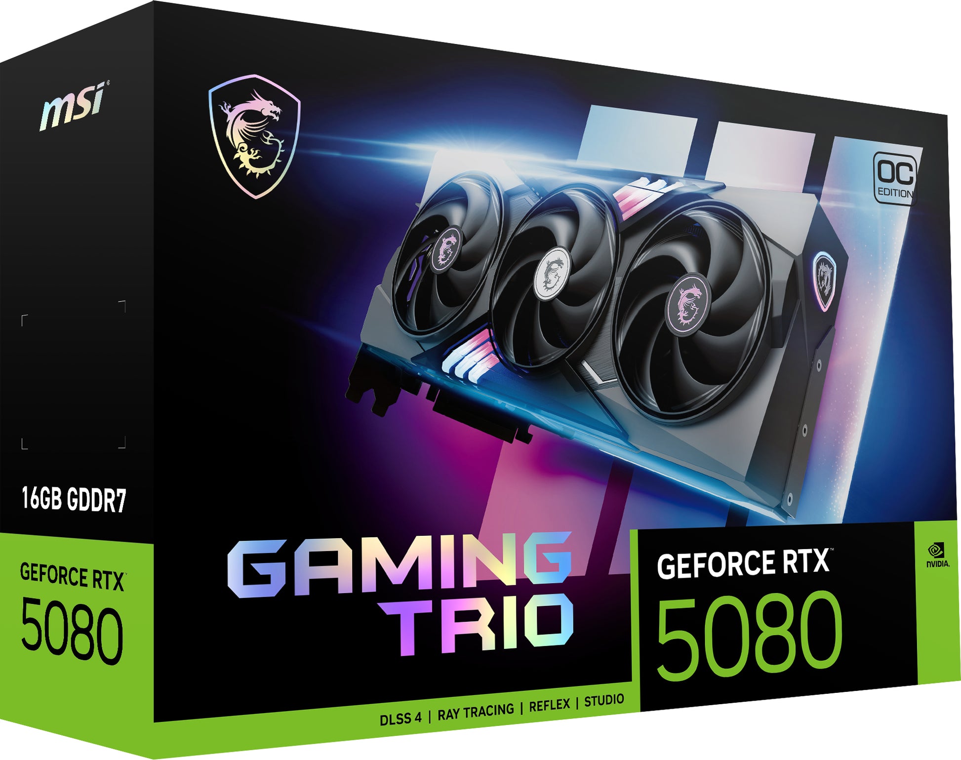 MSI GeForce RTX 5080 GAMING TRIO OC 16G – PCIe Grafikkarte – 3×DisplayPort, 1×HDMI 2.1b, PCIe 5.0 x16