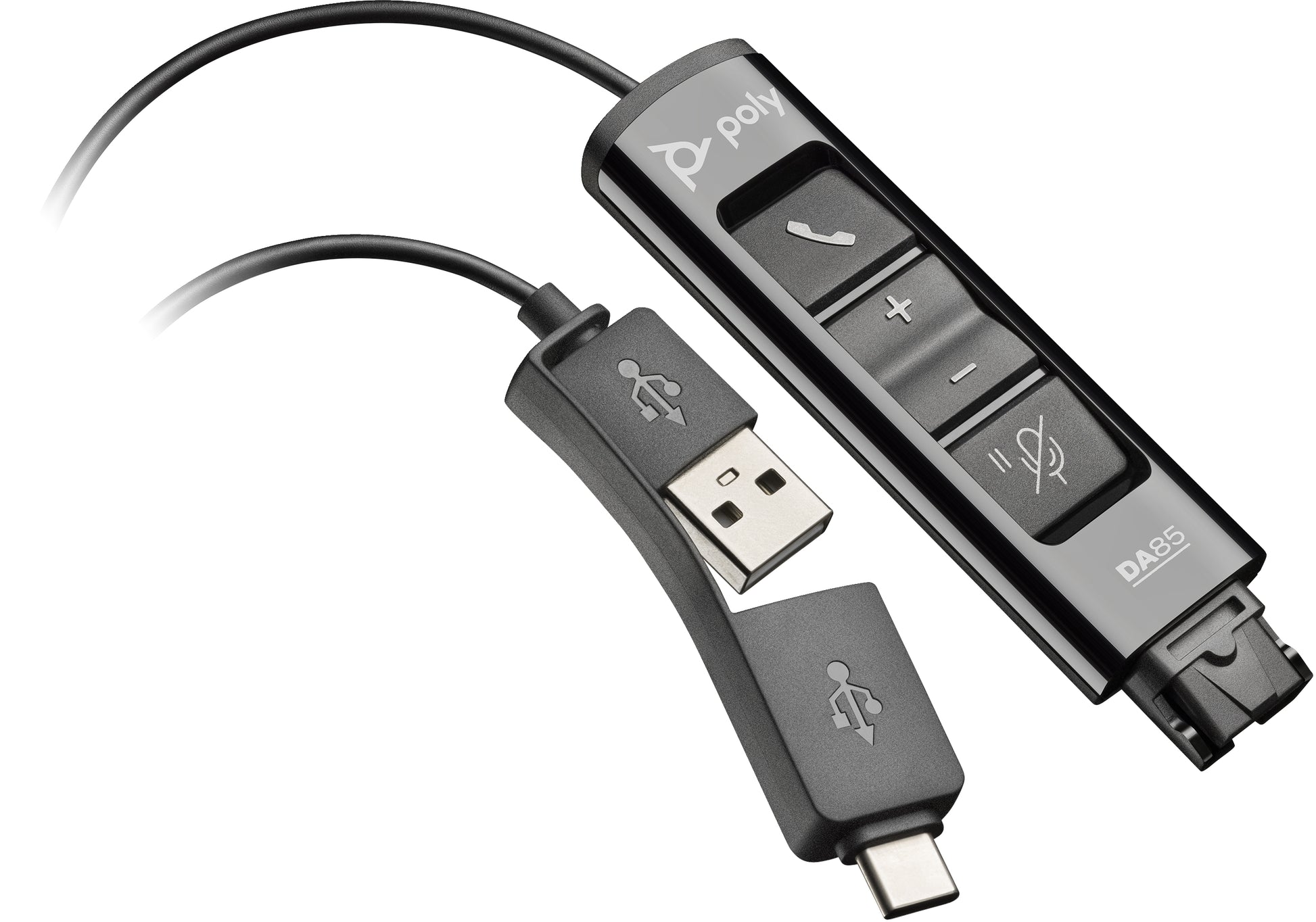 Poly USB-zu-QD-Adapter – DA85, Schwarz, TAA