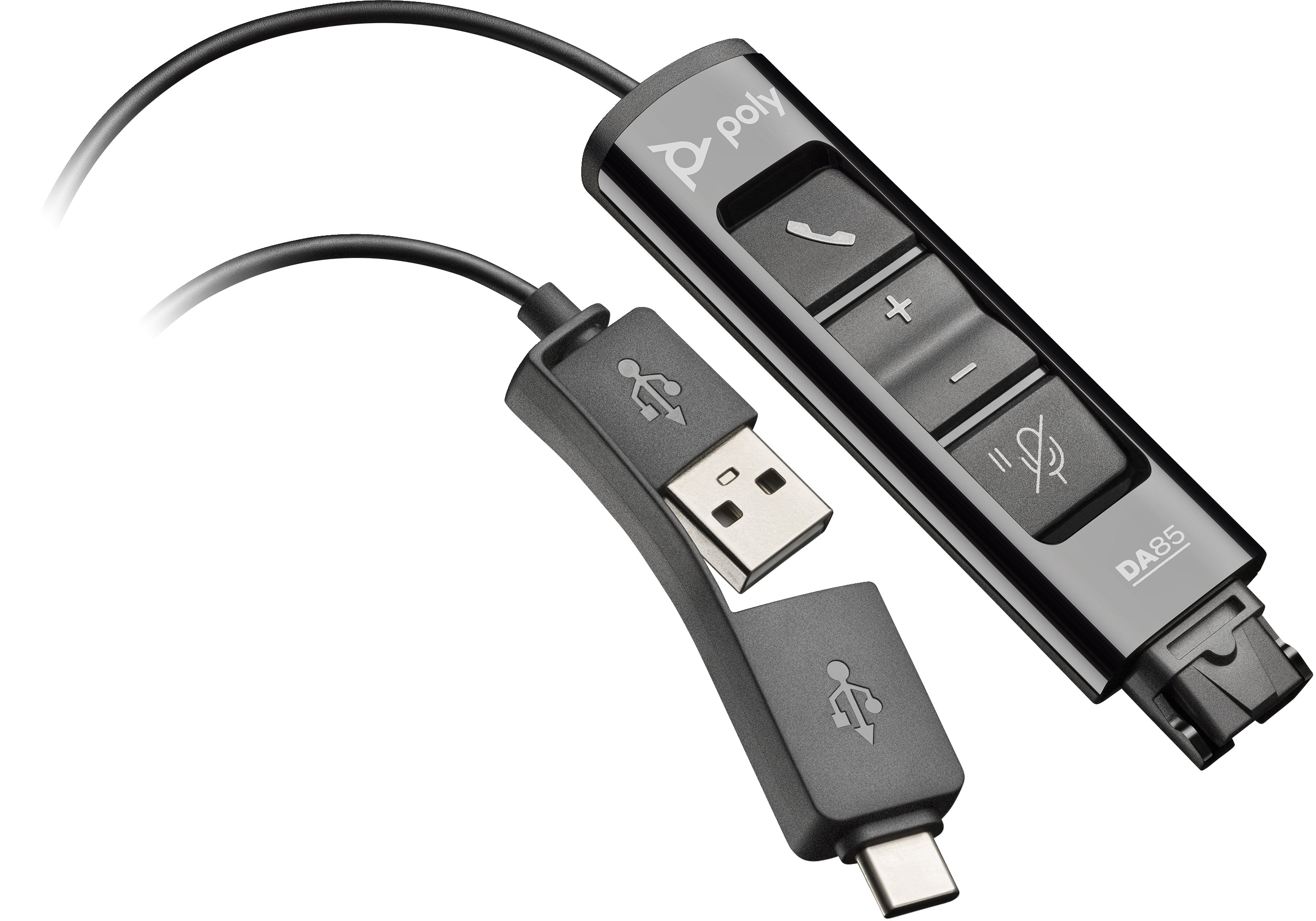 Poly USB-zu-QD-Adapter – DA85, Schwarz, TAA